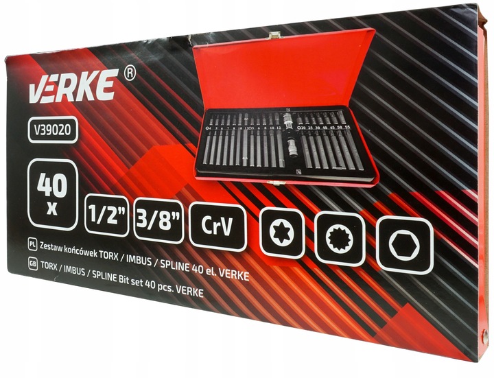 ZESTAW BITÓW KOŃCÓWKI BITY KLUCZE KOŃCÓWKI KLUCZ IMBUS HEX TORX SPLINE 40el