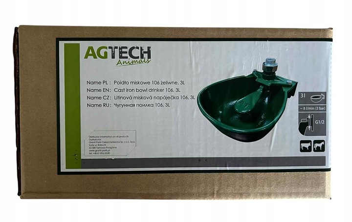 SOLIDNE POIDŁO MISKOWE ŻELIWNE DLA BYDŁA I KONI KOMPLETNE 3L Z OBEJMĄ