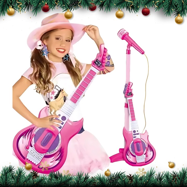 GITARA ELEKTRYCZNA MIKROFON STATYW DLA DZIECI MP3