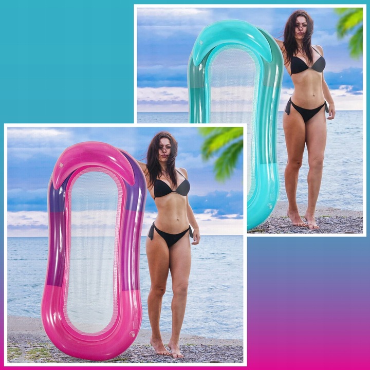 MATERAC DMUCHANY Z SIATKĄ DO PŁYWANIA LEŻAK PLAŻOWY HAMAK WODNY NA BASEN