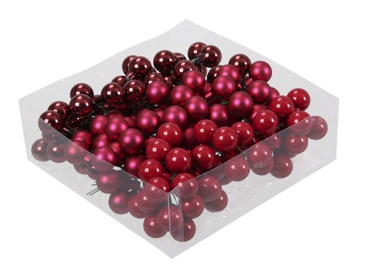 Bombki szklane drucik czerwień świąteczna 2cm/ 144