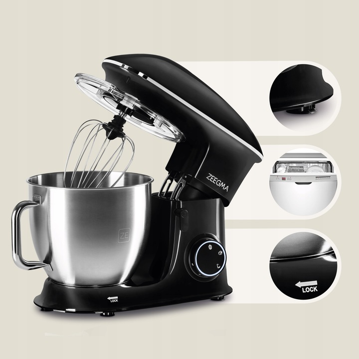 ROBOT KUCHENNY PLANETARNY MIKSER 6,5L 2200W AKCESORIA Duża Misa Czarny