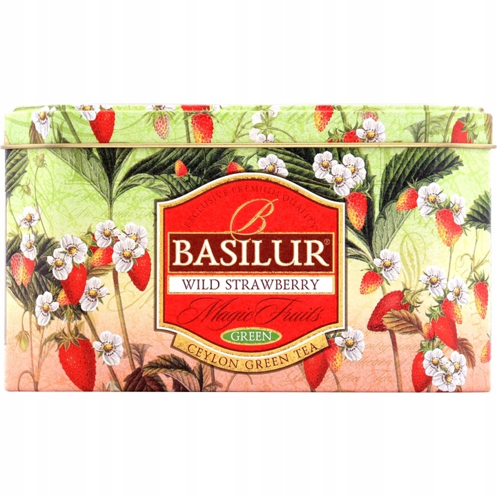 Herbata zielona POZIOMKOWA Basilur WILD STRAWBERRY - 20 torebek PUSZKA