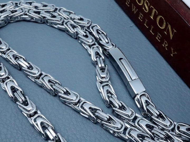 GRUBY SREBRNY ŁAŃCUSZEK NA SZYJĘ SPLOT KRÓLEWSKI