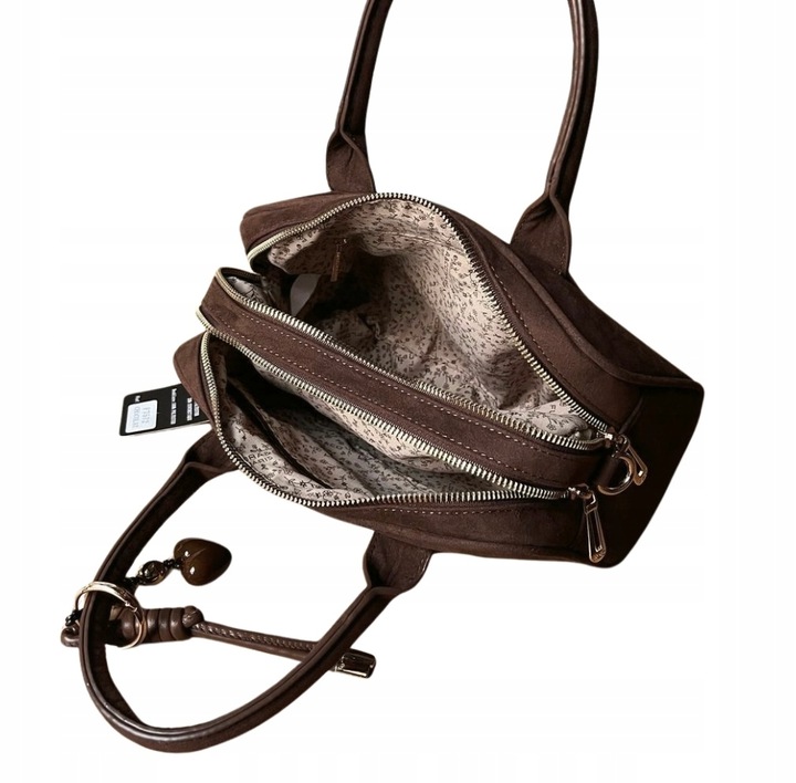 Flora&Co czekoladowa torebka zamszowa listonoszka eco skóra zamsz brąz