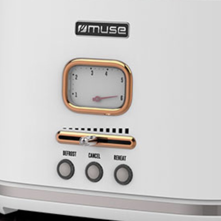 TOSTER OPIEKACZ RETRO 1000W NA 2 TOSTY BIAŁY/ZŁOTE ELEMENTY MUSE MS-130W