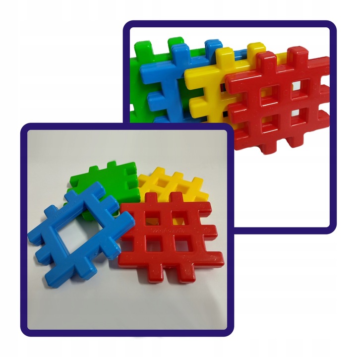 KLOCKI konstrukcyjne polskie WAFLE WAFLOWE PRZESTRZENNE ponad 1 kg, 56 szt.