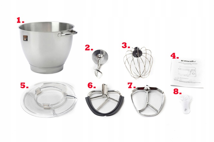 ROBOT KUCHENNY 8w1 PLANETARNY MIKSER 2700W MISA 6,5L DO CIASTA ZBIERAK LCD