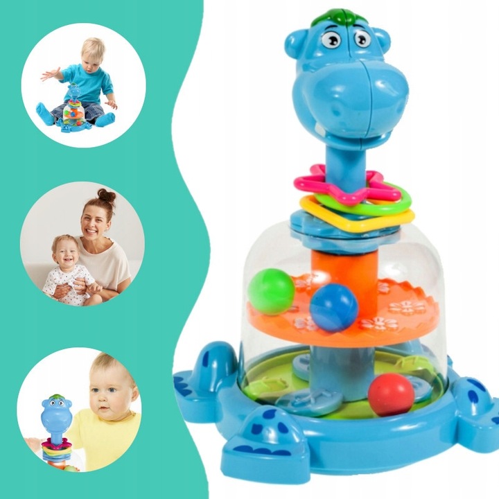 BĄCZEK INTERAKTYWNY SPINNER HIPCIO KARUZELKA Z KULECZKAMI DZIECI NA ROCZEK