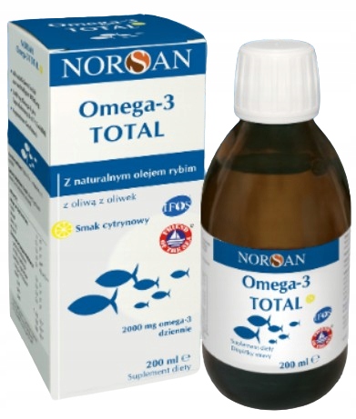 NORSAN OMEGA-3 TOTAL smak cytrynowy płyn OLEJ RYBI WITAMINA D 200 ml