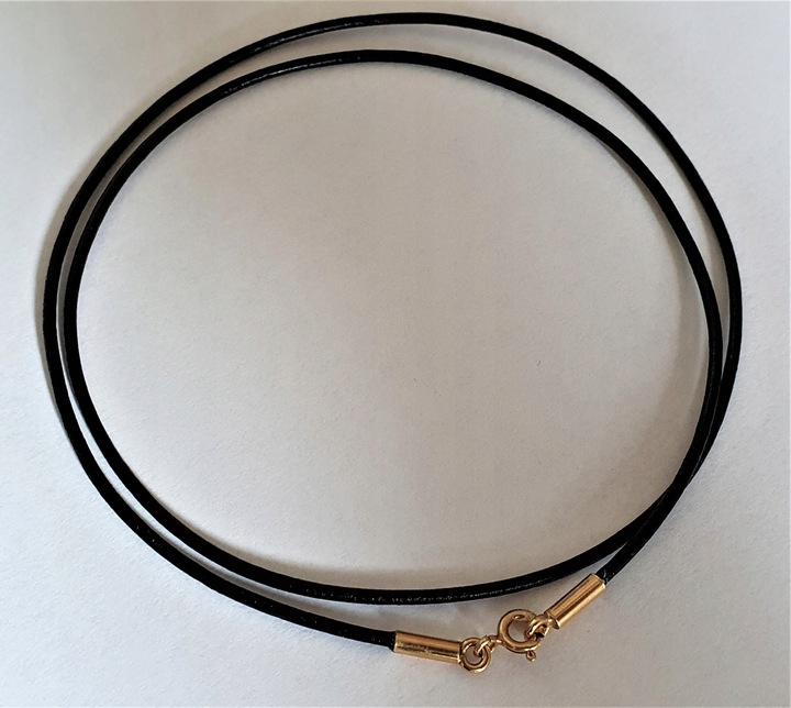 RZEMYK CZARNY ZAPIĘCIA SREBRO 925 POZŁACANE 45 CM