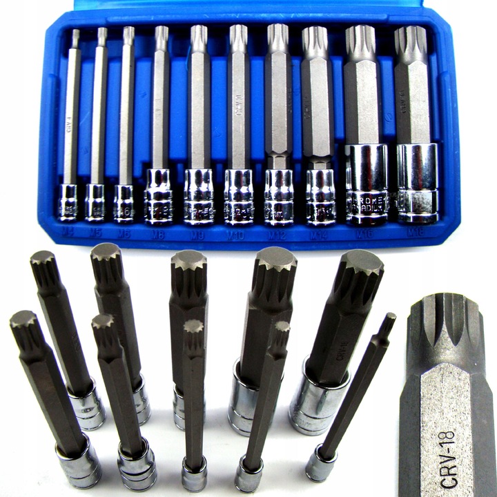 ZESTAW NASADEK KOŃCÓWKI BITY SPLINE M4-M18 DŁUGIE