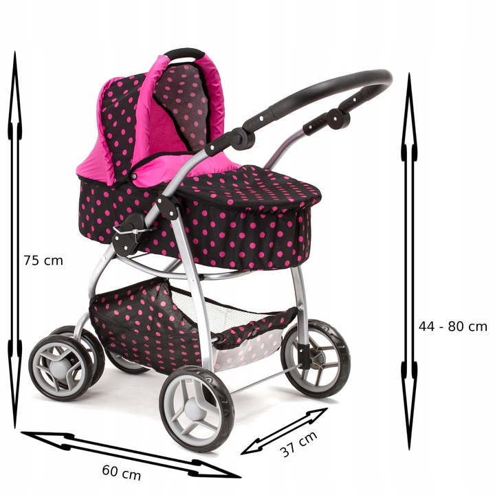 Doris DUŻY WÓZEK DLA LALEK GŁĘBOKI SPACEROWY 4w1