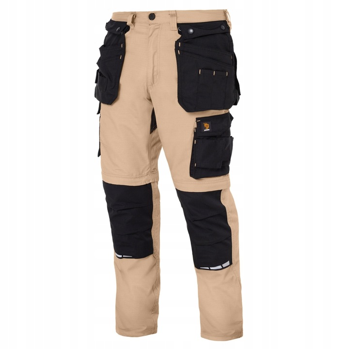 SPODNIE ROBOCZE monterskie męskie 2w1 KRÓTKIE SPODENKI odpinane Khaki