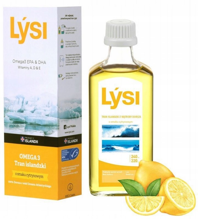 Lysi Tran islandzki cytrynowy omega-3 240 ml