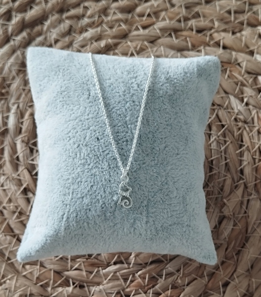 Naszyjnik srebrny damski z kotkiem KOT KOTEK 925 łańcuszek 45 cm na prezent