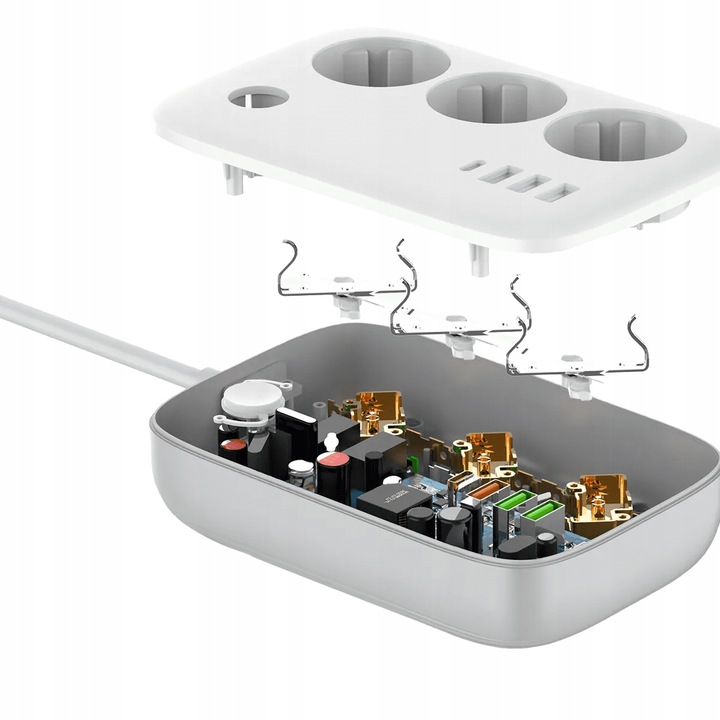 Listwa Zasilająca SMART WiFi Tuya Przedłużacz 3 AC 4 USB 2m Spacetronik