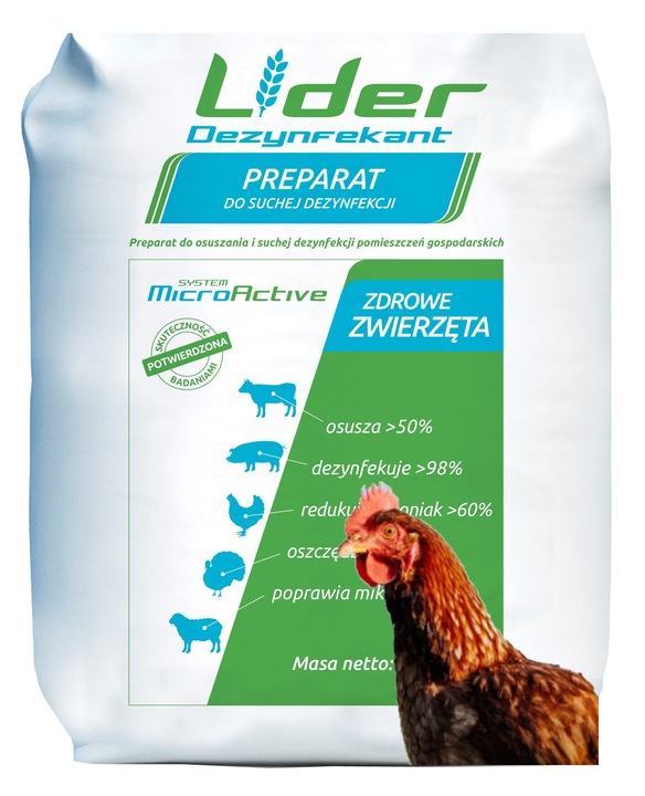 Preparat do suchej dezynfekcji, Lider Dezynfekant, dezynfekcja kurnika 20kg