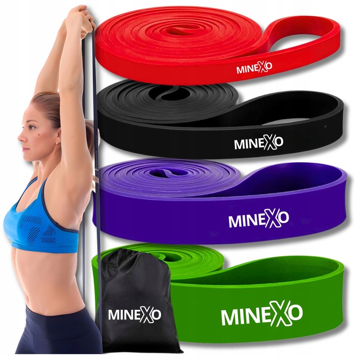 ZESTAW 4 GUM OPOROWYCH DO TRENINGU PODCIĄGANIA TAŚMY OPOROWE DO ROZCIĄGANIA