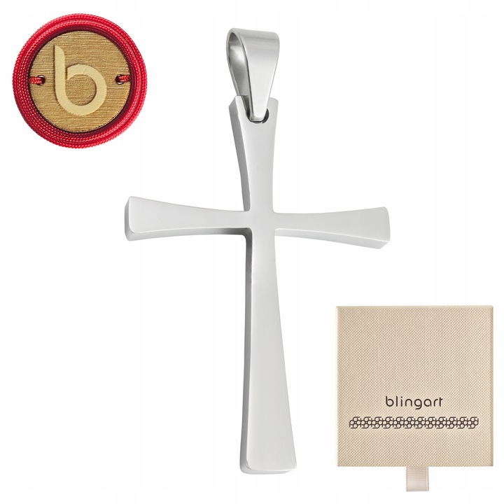 Zawieszka krzyż chrześcijański krzyżyk srebrna STAL CHIRURGICZNA BLINGART