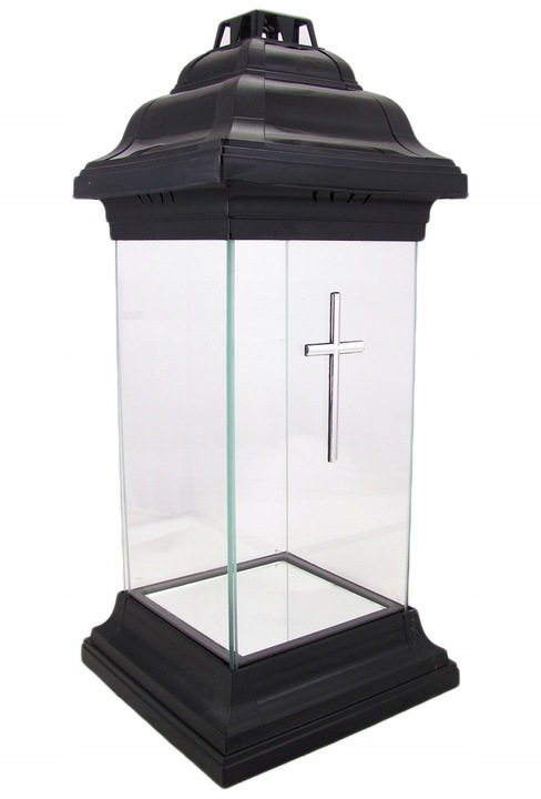 Duży znicz szklany kapliczka lampion z krzyżem