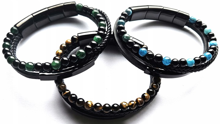 Bransoletka męska REGULOWANA 20-23CM TYGRYSIE OKO SKÓRA JAKOŚĆ VERSATILE