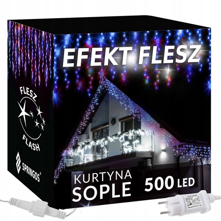 SOPLE FLASH 500 LED ZEWNĘTRZNE MULTIKOLOR KOLOROWE lampki z Flashem
