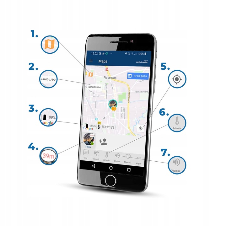 CALMEAN Pet Tracker Mini + obroża S/M GPS dla Psa