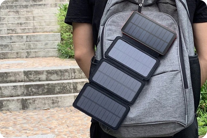 WEBSKI POWERBANK SOLARNY MOCNE 4 PANELE SOLARNE POJEMNOŚĆ 20000MAH USB-C