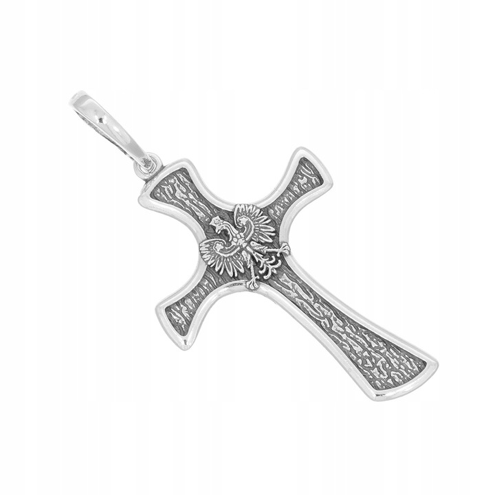 Krzyżyk srebrny z Orłem patriotyczny Bóg Honor Ojczyzna srebro pr 925 SK003