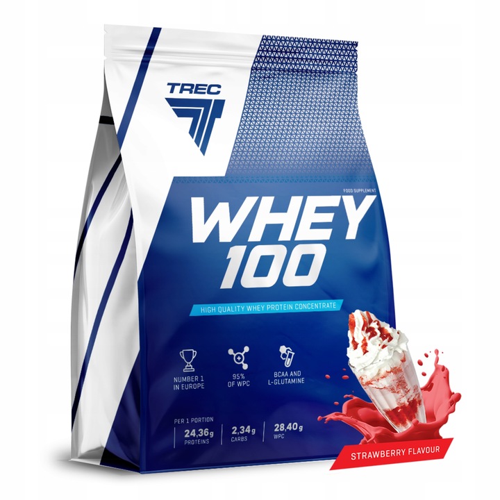 PYSZNE BIAŁKO WPC Trec Whey 100 900g PROTEINY NA MASĘ MIĘŚNIE DO TRENINGU