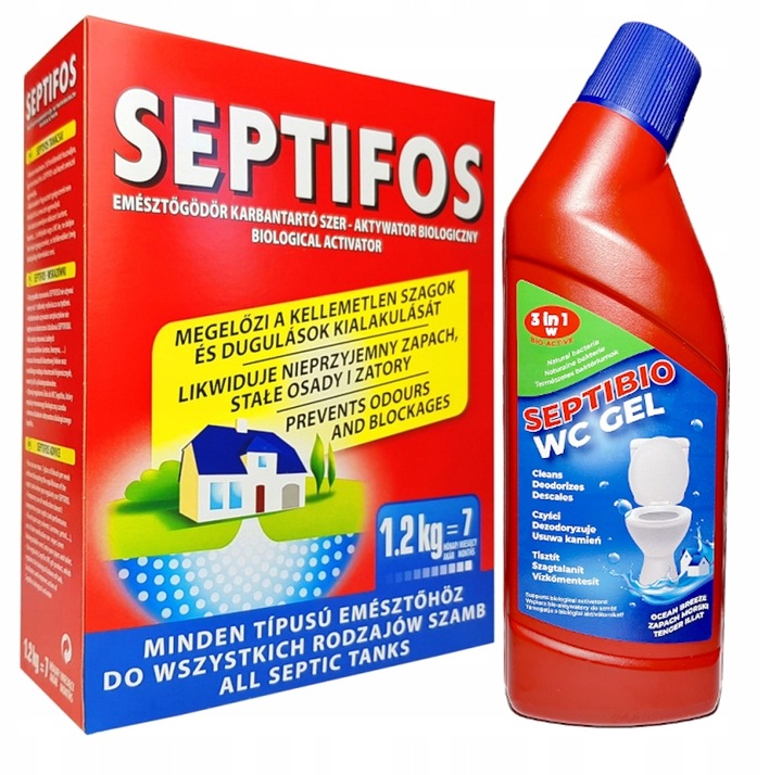 SEPTIFOS 1,2kg + ŻEL WC 750ml BAKTERIE DO SZAMBA