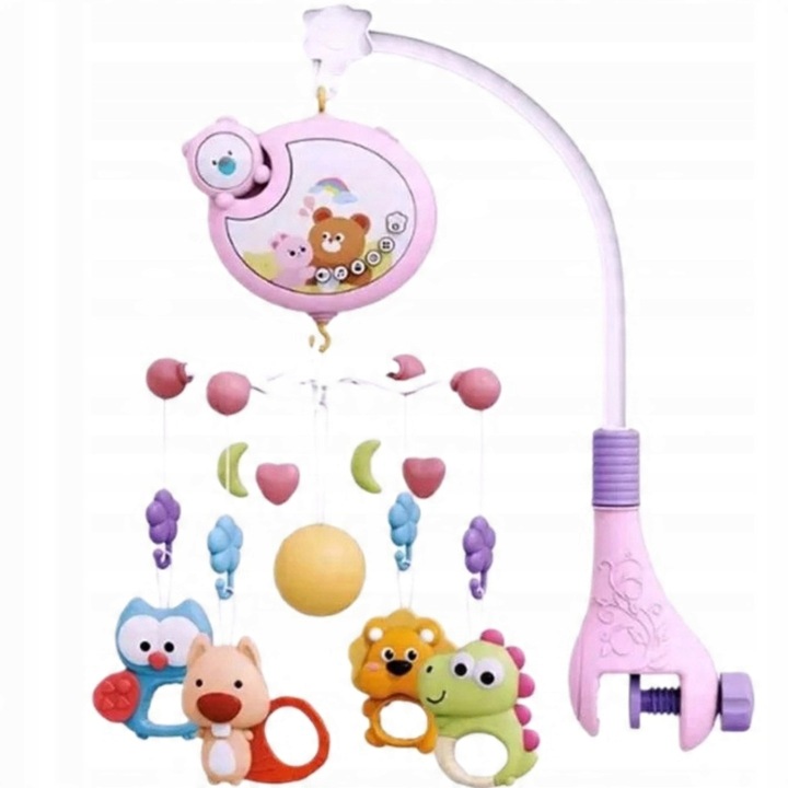 Karuzela do Łóżeczka Projektor Muzyka Pilot dla Chłopca Dziewczynki CE