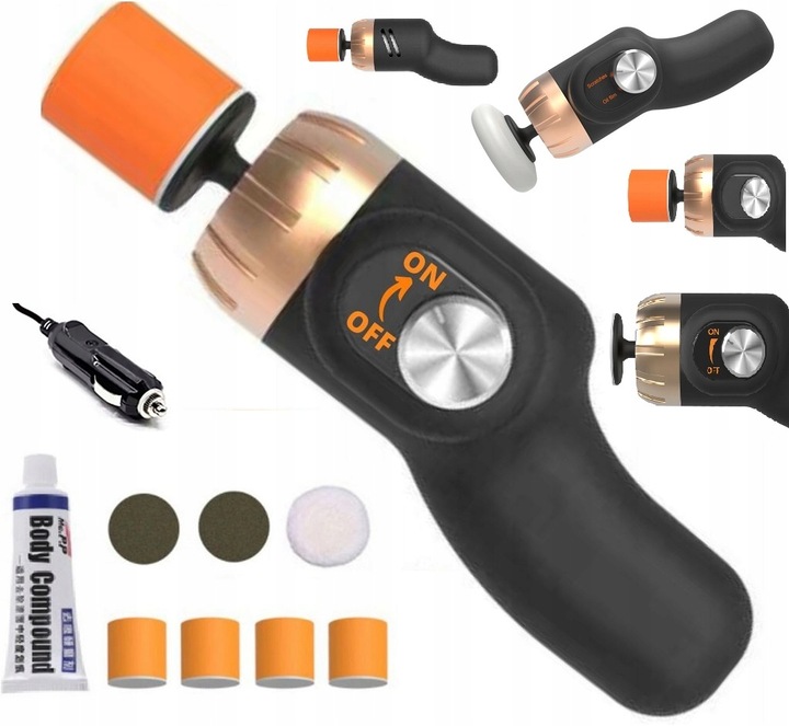 MINI POLERKA SAMOCHODOWA Maszyna Polerska 4x GĄBKA