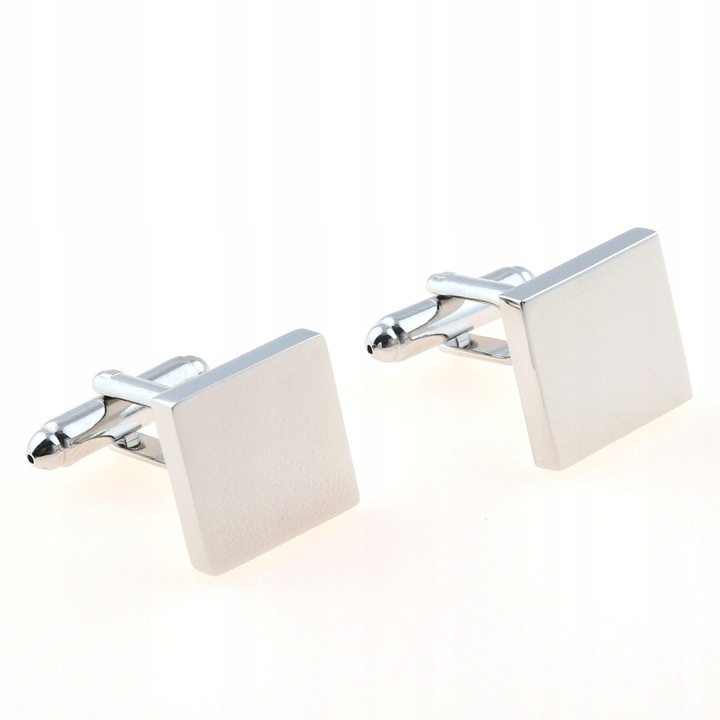 WANDALLIA Spinki do mankietów SP-MN-190 Kwadratowe Srebrne Stylowe Ślubne