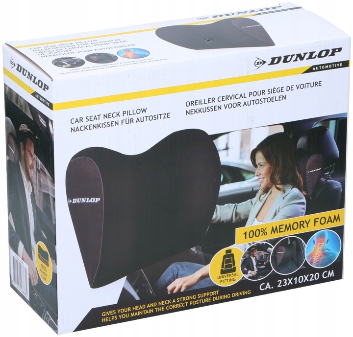 PODUSZKA PODRÓŻNA ZAGŁÓWEK Podróżny DO SAMOCHODU Pianka Pamięciowa DUNLOP