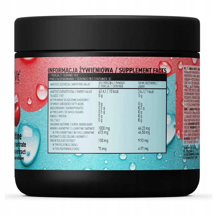 OSTROVIT AQUA KICK L-CARNITINE NATURALNA REDUKCJA TKANKI TŁUSZCZOWEJ CHERRY
