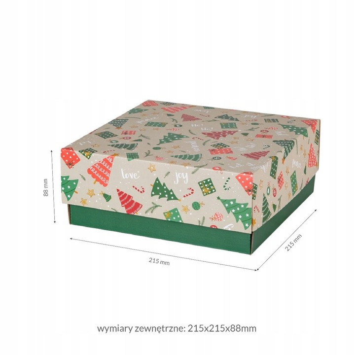 10x PUDEŁKO PREZENTOWE OPAKOWANIE ŚWIĄTECZNE 200x200x85 mm CHOINKI Zestaw