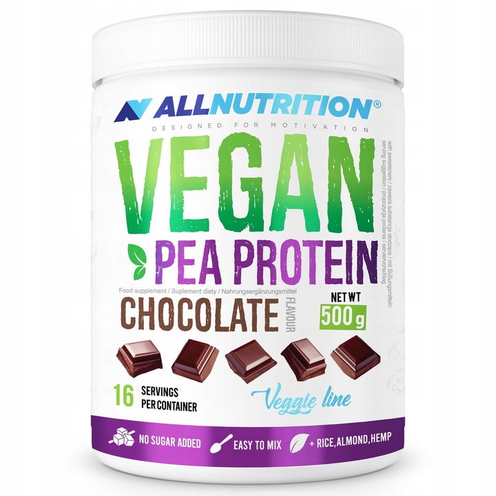 ALLNUTRITION VEGAN PEA PROTEIN 500G BIAŁKO Z GROCHU WEGAŃSKIE CZEKOLADA