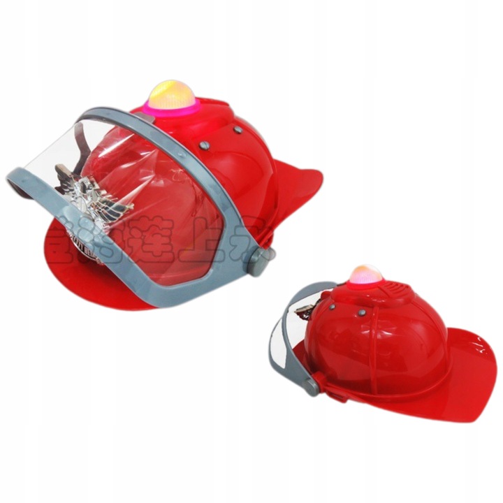KASK STRAŻACKI Z DŹWIĘKAMI ŚWIATŁEM HEŁM STRAŻAKA DZIECI SYGNAŁ + AUTKO
