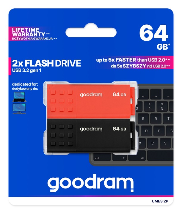 Pendrive GOODRAM 2x64GB UME3 MIX USB 3.2 dwupak