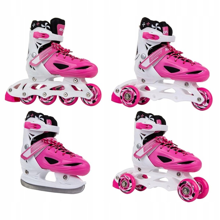 REGULOWANE ŁYŻWOROLKI WROTKI ŁYŻWY DLA DZIECI 4W1 ENERO 30-33 RÓŻOWE