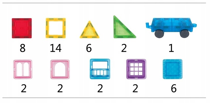 EDUKACYJNE KLOCKI MAGNETYCZNE ZESTAW 45 EL. PANELE KONSTRUKCYJNE DLA DZIECI
