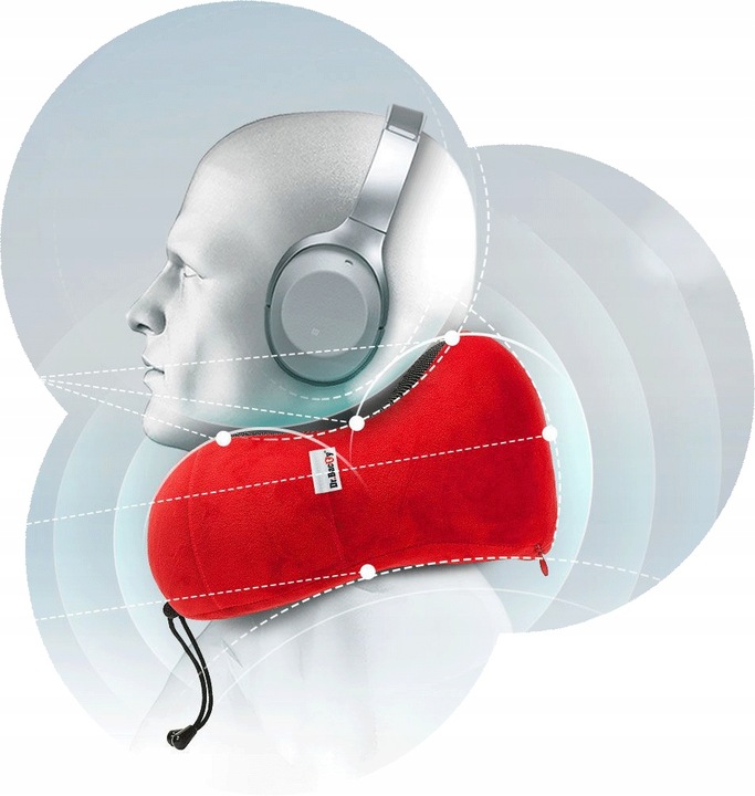 Poduszka podróżna na szyję Dr.Bacty + Gratisy - Czerwona