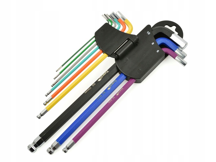 TVARDY ZESTAW KLUCZE IMBUSOWE IMBUSY DŁUGIE HEX 1.5-10mm 9sztuk KOLOR