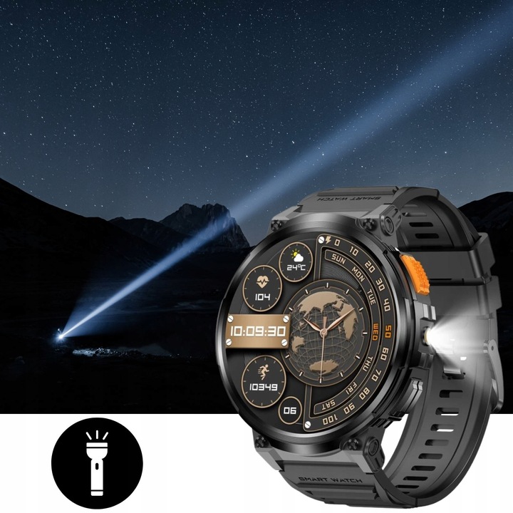 DUŻY zegarek męski SMARTWATCH GRAVITY z ROZMOWAMI DUŻA BATERIA 730mAh 1.85"