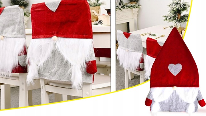 2x ŚWIĄTECZNY STROIK NA KRZESŁO OPARCIE ŚWIĘTA SKRZAT KRASNAL MIKOŁAJ