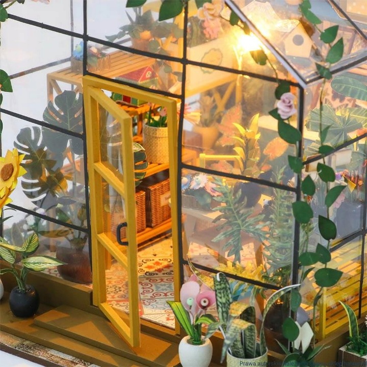 Domek dla Lalek Drewniany LED Piętrowy Retro Model do Złożenia DIY Meble