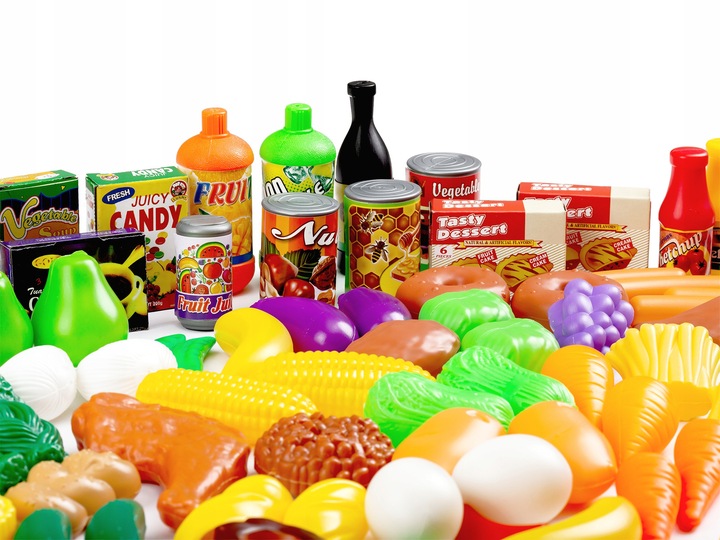 WARZYWA OWOCE PRODUKTY SPOŻYWCE DO KUCHNI DLA DZIECI PLASTIKOWE 120 el.