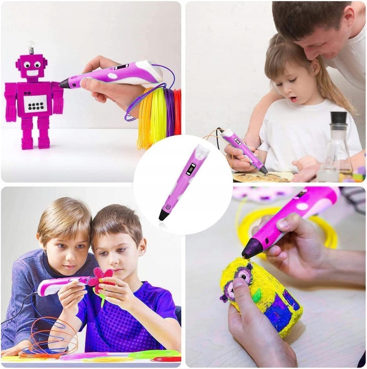 DŁUGOPIS 3D DRUKARKA DLA DZIECI / MEGA ZESTAW FILAMENT WKŁADY KOLOROWE 210M